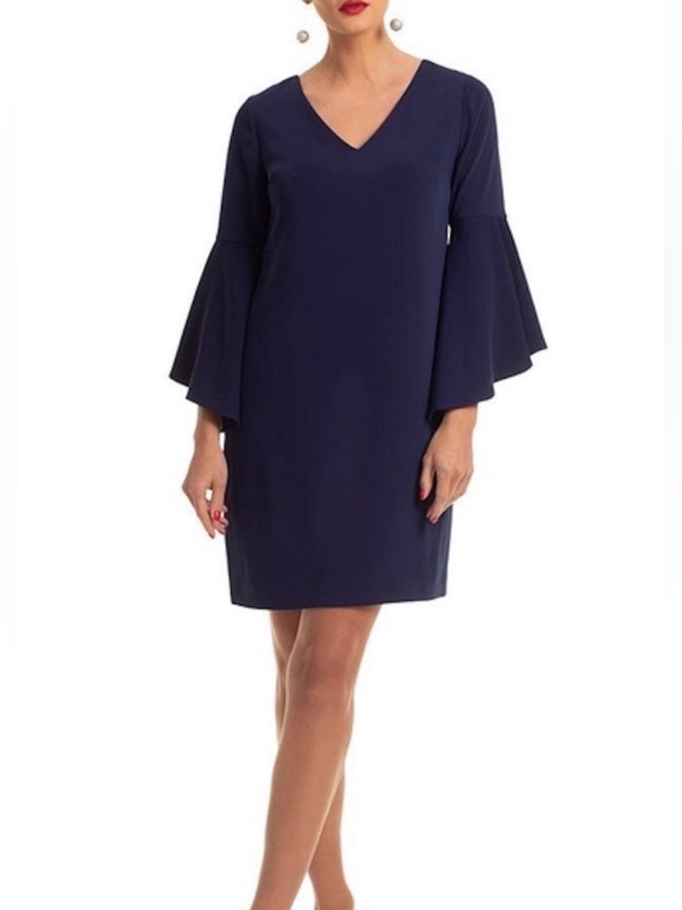 Trina Turk Nico Ruffle Bell Sleeve Shift Dress
